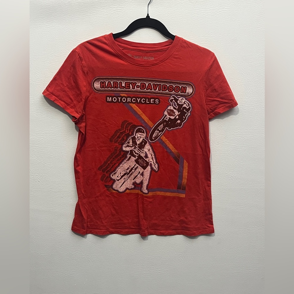 Harley-Davidson Red graphic t-shirt vintage-style motorcycle large